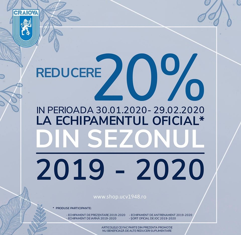 20% reducere la echipamentul oficial