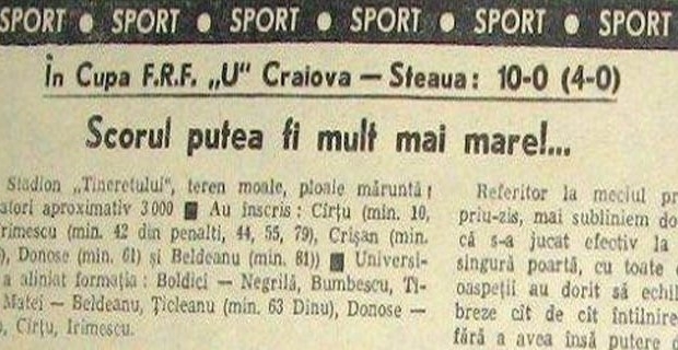 41 de ani de la Craiova - Steaua 10 - 0