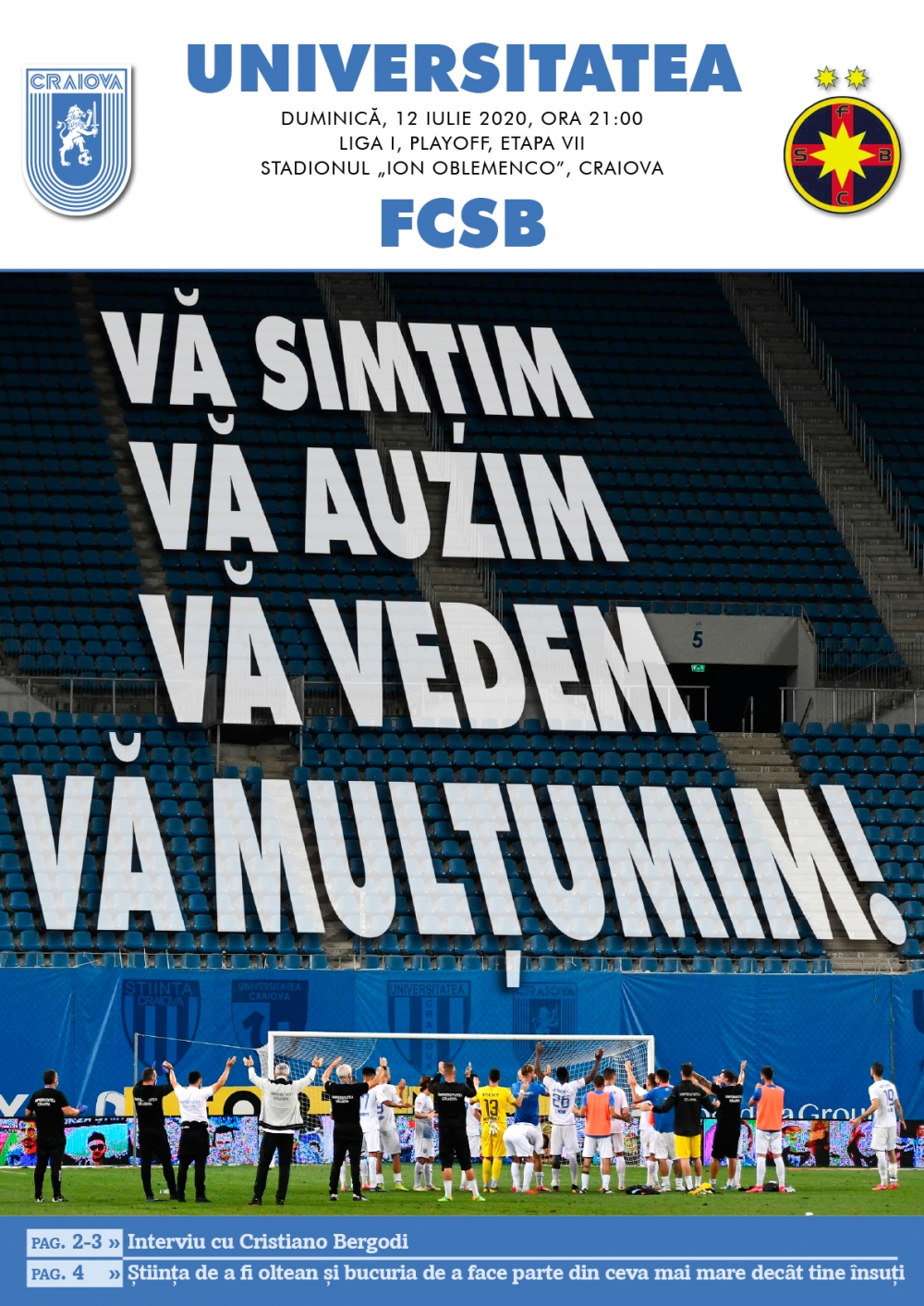 Programul de meci cu FCSB, în format digital