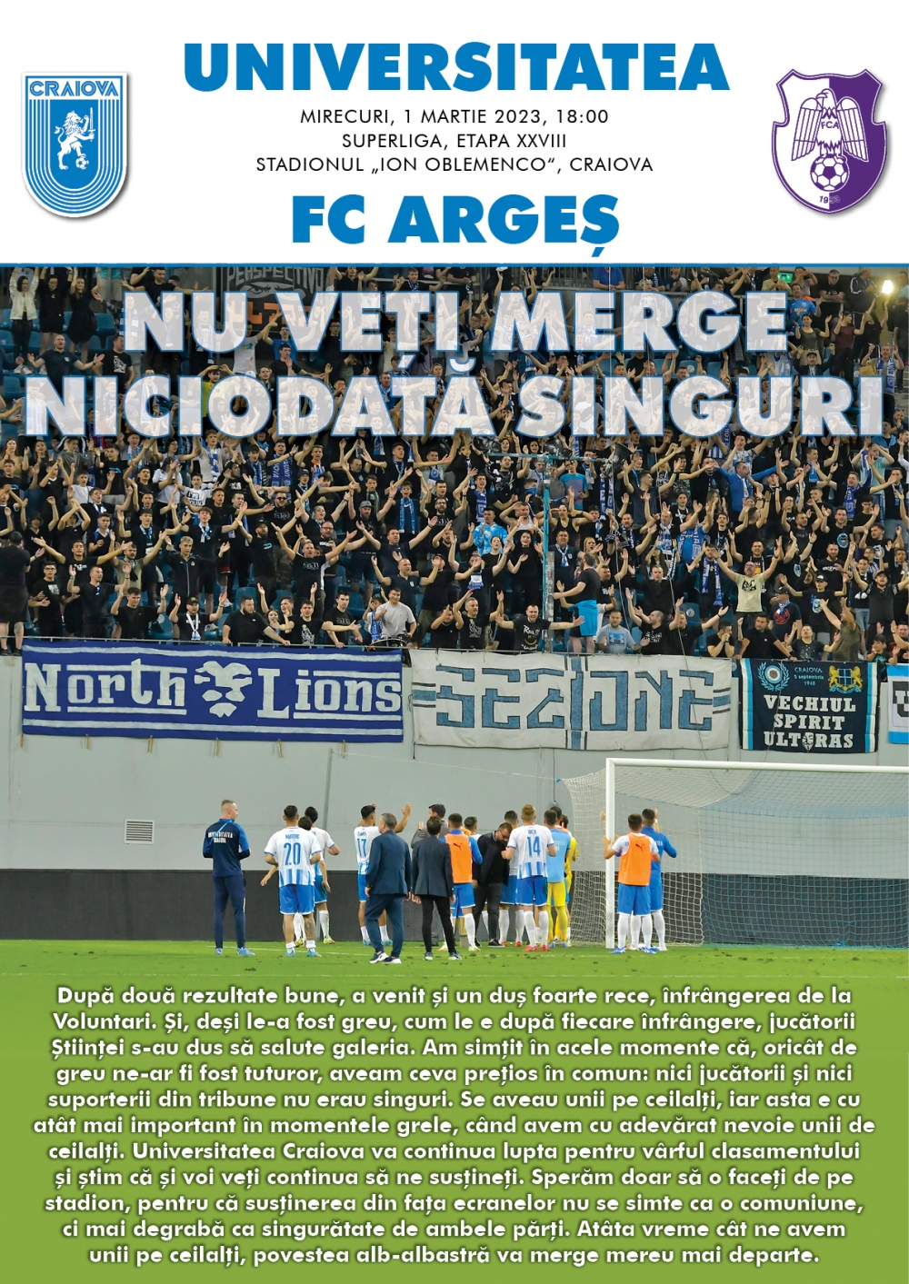 Programul de meci cu FC Argeș, în format digital