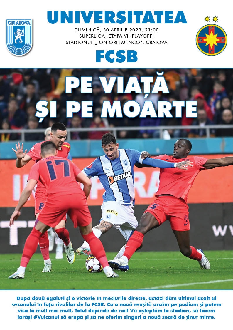 Programul de meci cu FCSB, în format digital