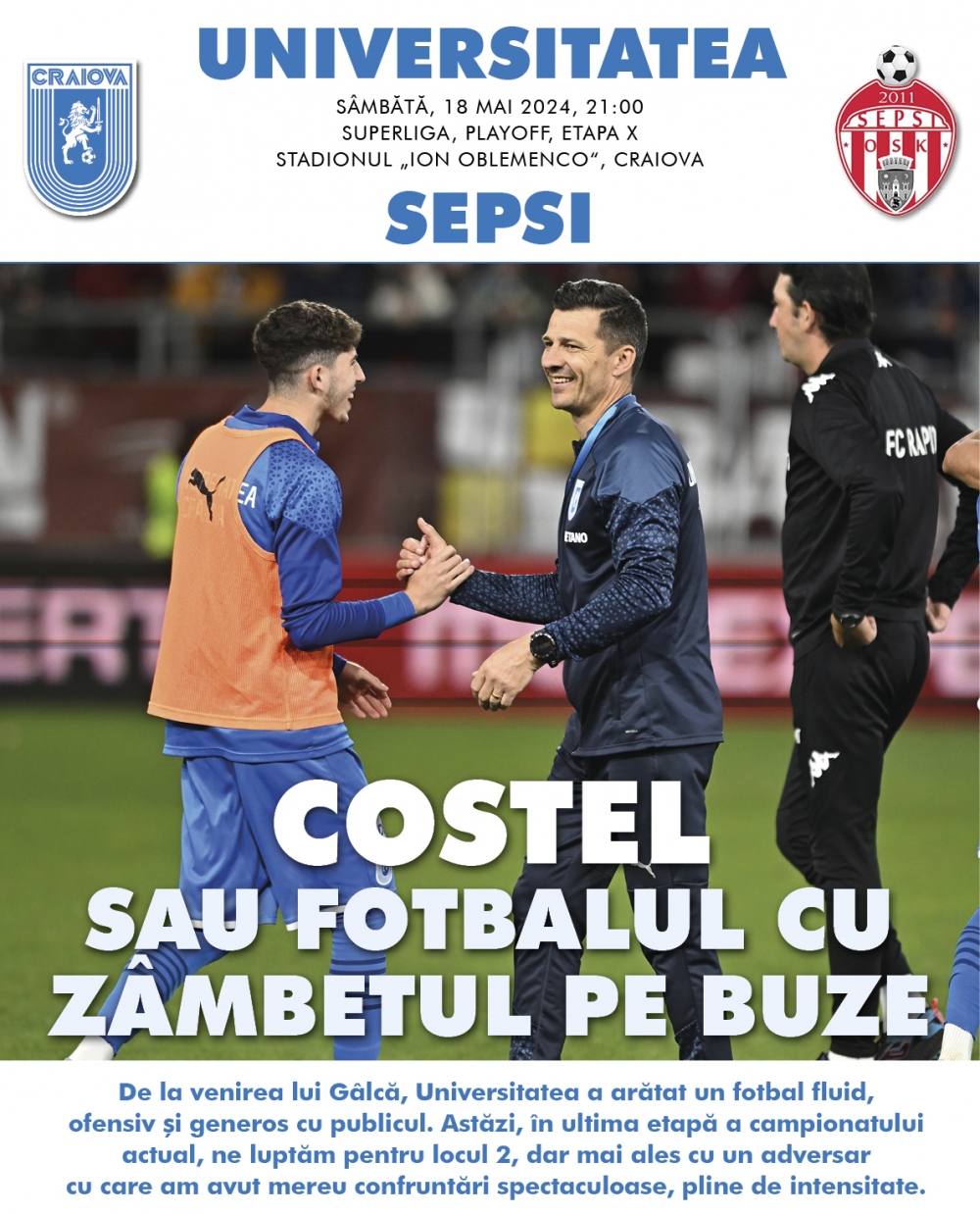 Programul de meci cu Sepsi OSK, în format digital