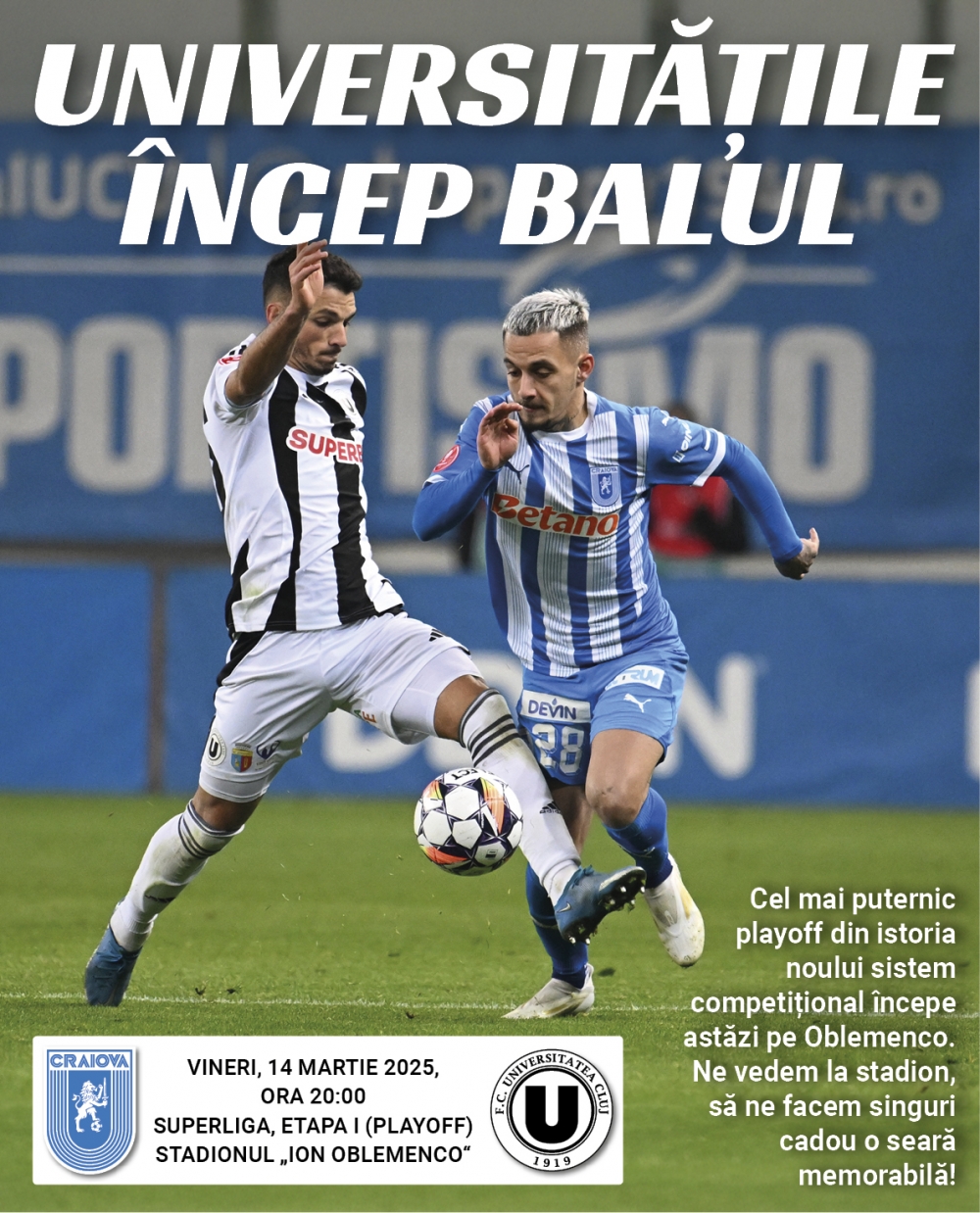 Programul de meci cu „U” Cluj, în format digital