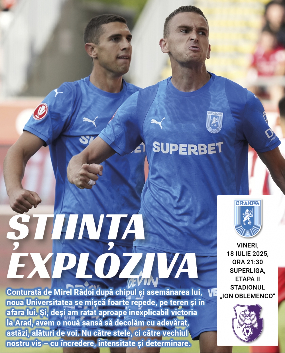 Programul de meci cu FC Argeș, în format digital